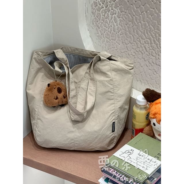 Canvas Plain Tote Bag / Bag Charm / Set - With Capybara