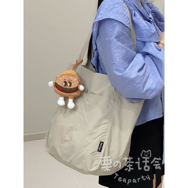 Canvas Plain Tote Bag / Bag Charm / Set - With Hamburger