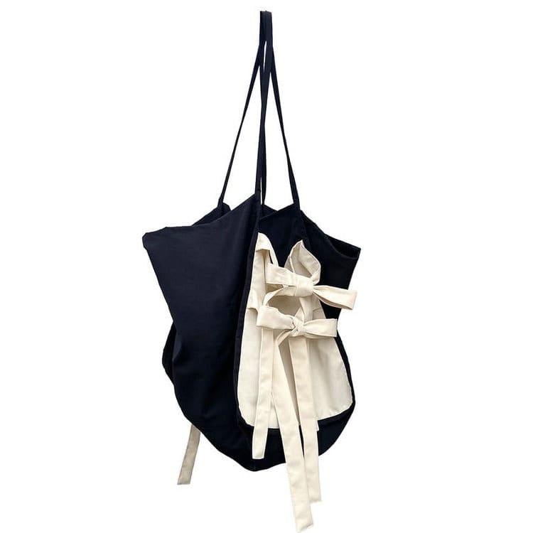 Canvas Shopper Bag - Standart / Black/white - Handbags
