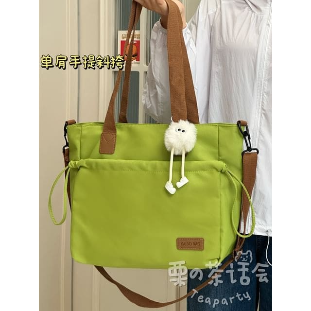 Canvas Tote Bag / Bag Charm / Set - With Ball Charm - Green