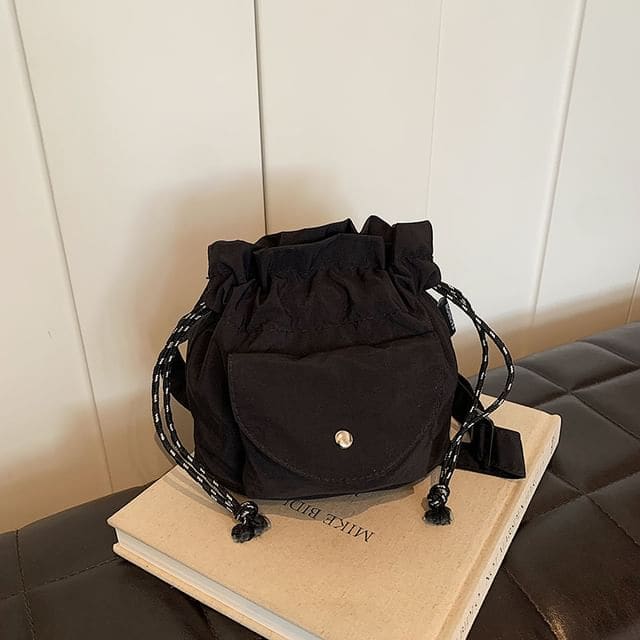 Canvas Two Tone Bucket Bag - Black / One Size