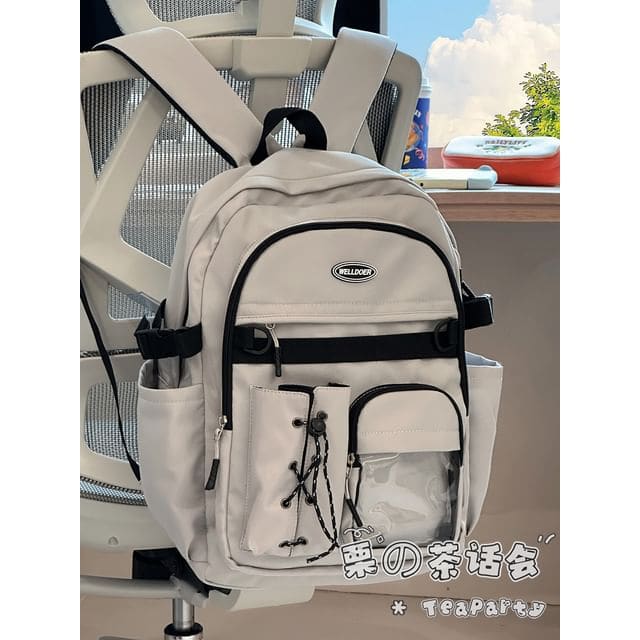 Canvas Zip Backpack - Without Charm - Gray / One Size