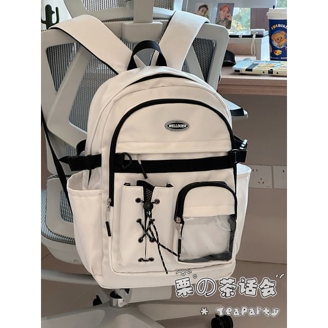 Canvas Zip Backpack - Without Charm - Off-White / One Size