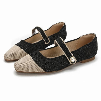 Cap Toe Mary Jane Shoes - Almond & Black / 34