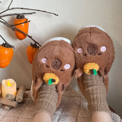 Capybara Fluffy Slippers