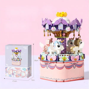 Kawaii Aesthetic Y2K Cute Fairy LEGO Compatible Music Box Carousel Ferris Wheel Assembly Building Blocks MK Kawaii Store