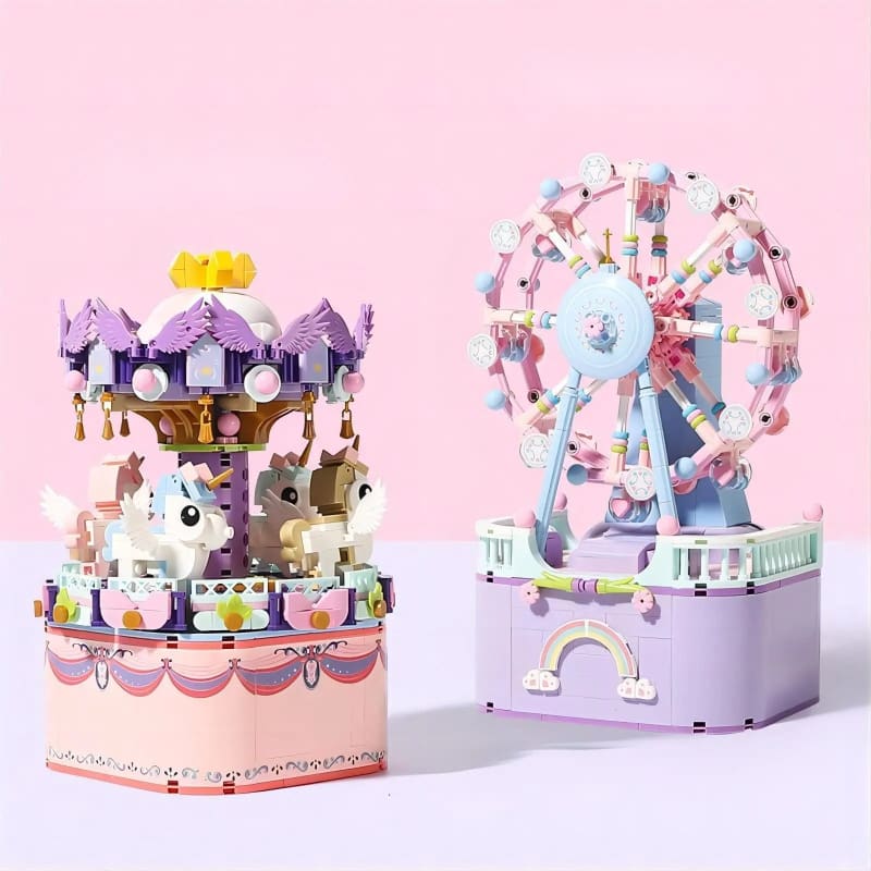 Kawaii Aesthetic Y2K Cute Fairy LEGO Compatible Music Box Carousel Ferris Wheel Assembly Building Blocks MK Kawaii Store