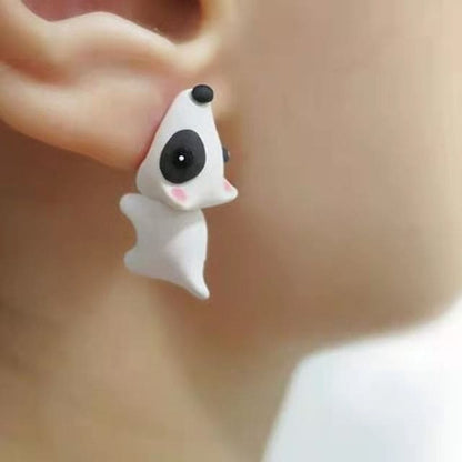 Cartoon-Animal Earrings - Dog - White / One Size