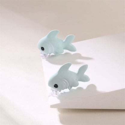 Cartoon-Animal Earrings - Shark - Gray / One Size