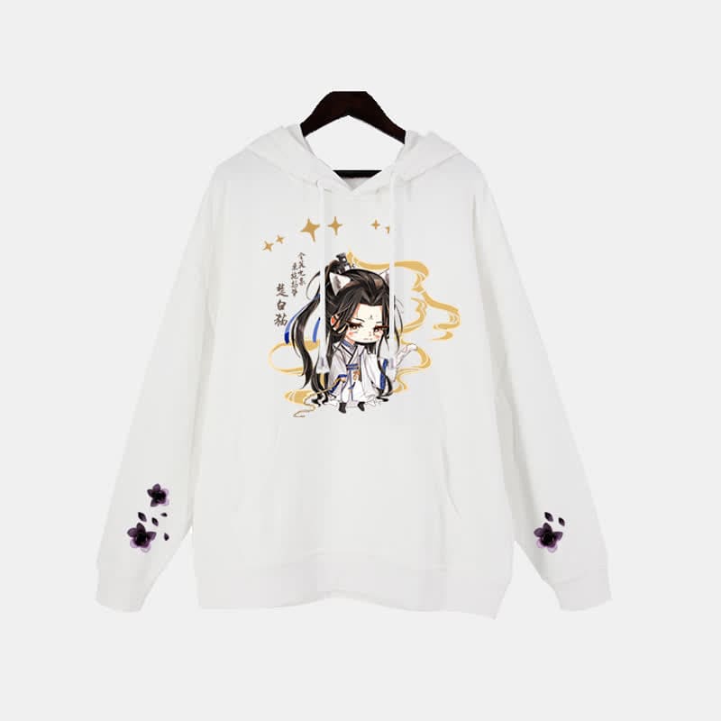 Cartoon Anime White Pocket Plush Hoodie - C / White 07 / M