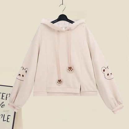 Cartoon Bear Embroidery Hoodie Flouncing A-line Dress