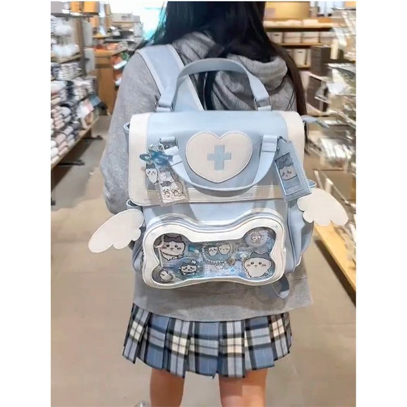 Cartoon Blue Pain Backpack - Blue