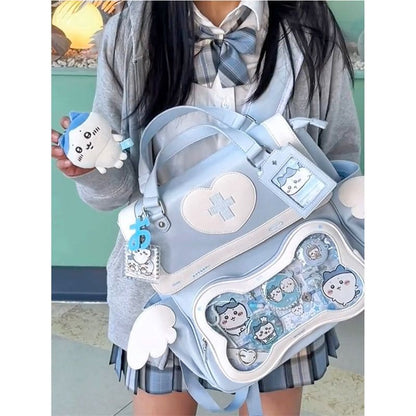 Cartoon Blue Pain Backpack - Blue