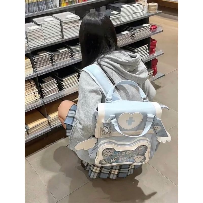 Cartoon Blue Pain Backpack - Blue