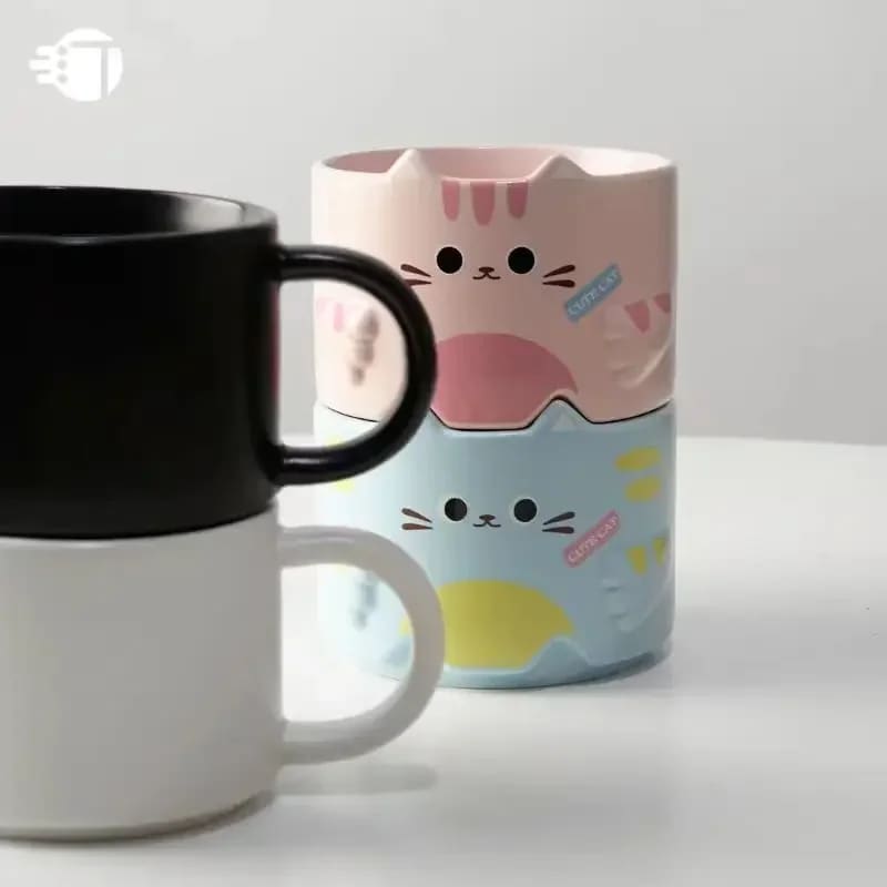 Cartoon Cat Ear Ceramics Cup - Lovesickdoe