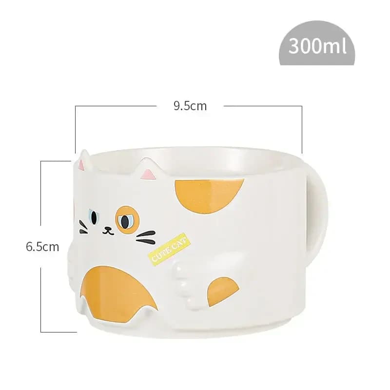 Cartoon Cat Ear Ceramics Cup - Lovesickdoe - White