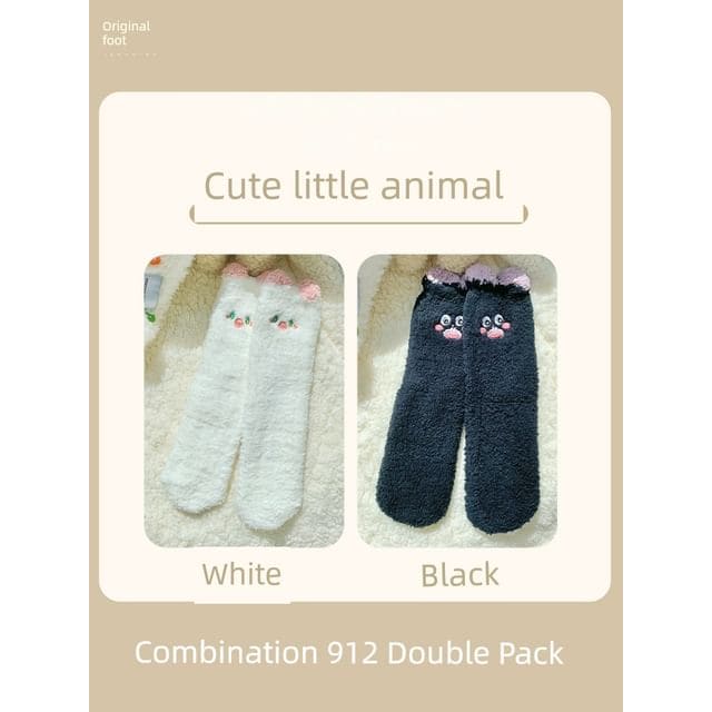 Cartoon Coral Fleece Short Socks / Set - Set of 2 Pair