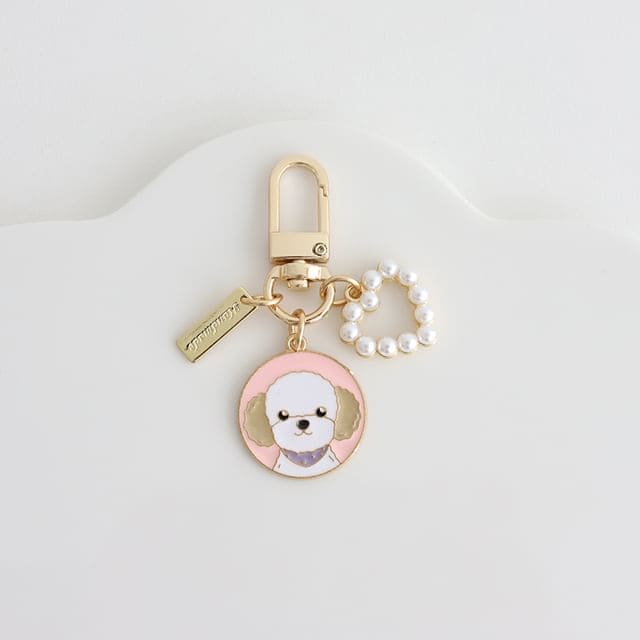 Cartoon-Dog Key Ring - Teddy - White / One Size