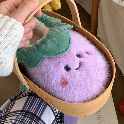 Cartoon Eggplant Cotton Slippers