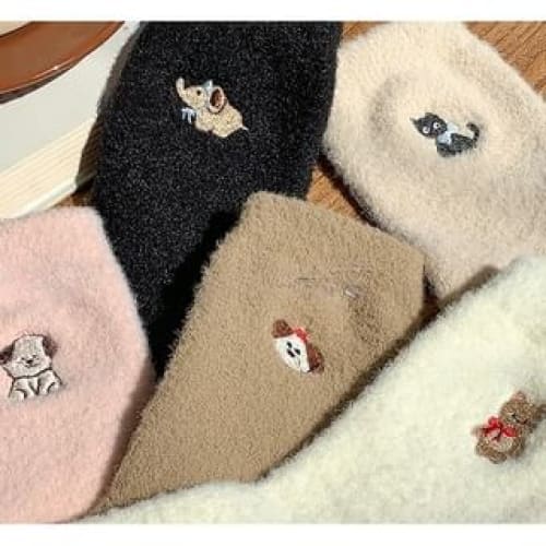 Cartoon Embroidered Crew Socks / Set