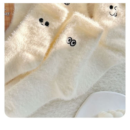 Cartoon Embroidered Fluffy Socks / Set