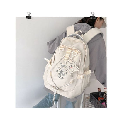 Cartoon Embroidered Multi-Pocket Backpack