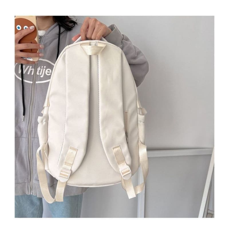 Cartoon Embroidered Multi-Pocket Backpack