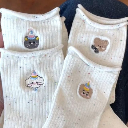 Cartoon Embroidered Socks / Set