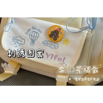 Cartoon Embroidered Tote Bag / Zip Backpack