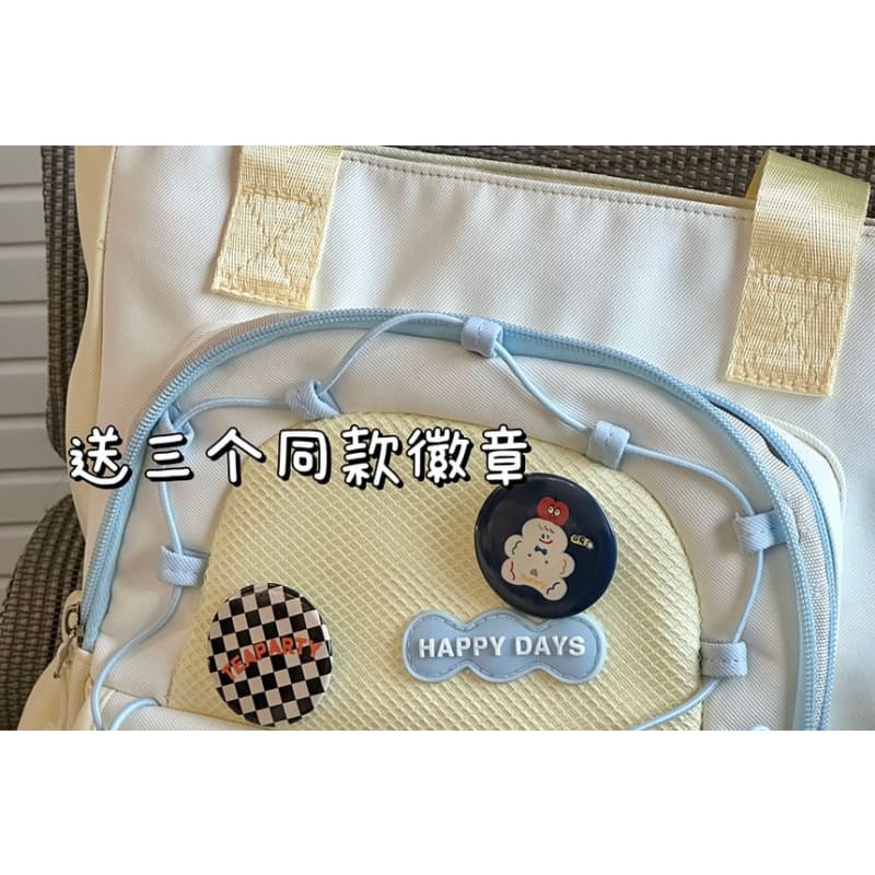 Cartoon Embroidered Tote Bag / Zip Backpack