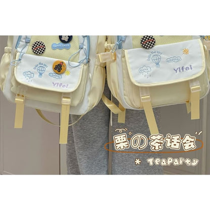 Cartoon Embroidered Tote Bag / Zip Backpack