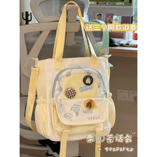 Cartoon Embroidered Tote Bag / Zip Backpack - Tote Bag