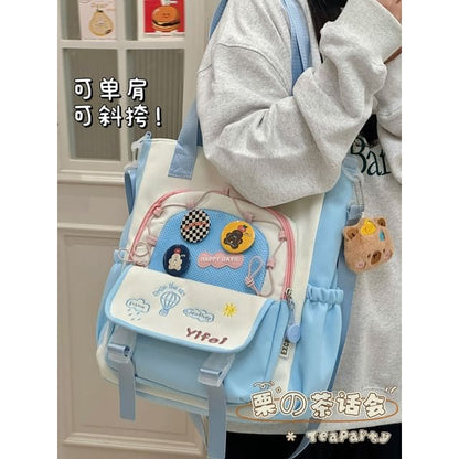 Cartoon Embroidered Tote Bag / Zip Backpack - Tote Bag