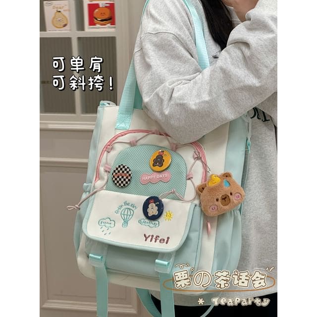 Cartoon Embroidered Tote Bag / Zip Backpack - Tote Bag