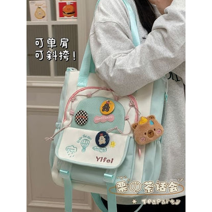 Cartoon Embroidered Tote Bag / Zip Backpack - Tote Bag