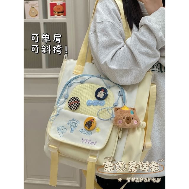 Cartoon Embroidered Tote Bag / Zip Backpack - Tote Bag