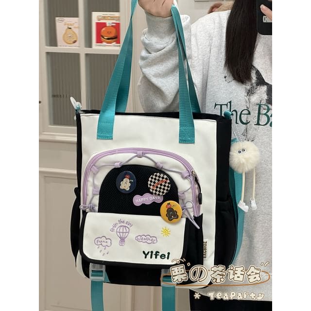 Cartoon Embroidered Tote Bag / Zip Backpack - Tote Bag