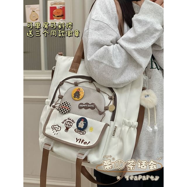 Cartoon Embroidered Tote Bag / Zip Backpack - Tote Bag