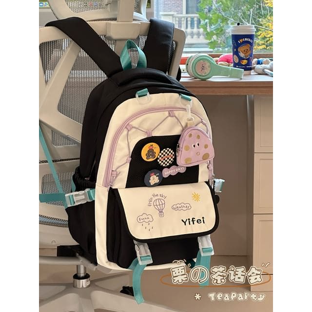 Cartoon Embroidered Tote Bag / Zip Backpack - Backpack