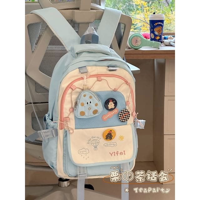 Cartoon Embroidered Tote Bag / Zip Backpack - Backpack