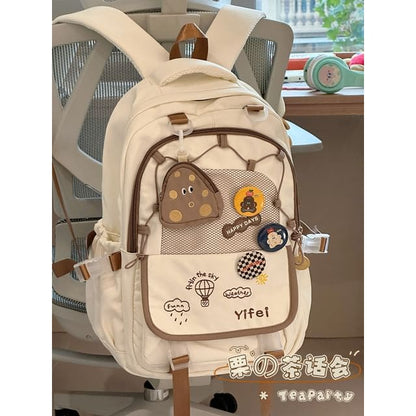 Cartoon Embroidered Tote Bag / Zip Backpack - Backpack