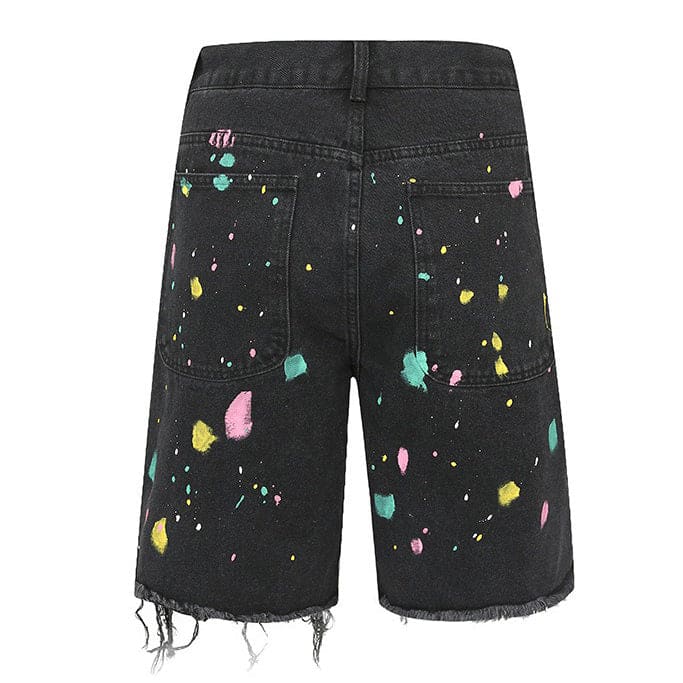 Cartoon Flower Denim Shorts - Shorts