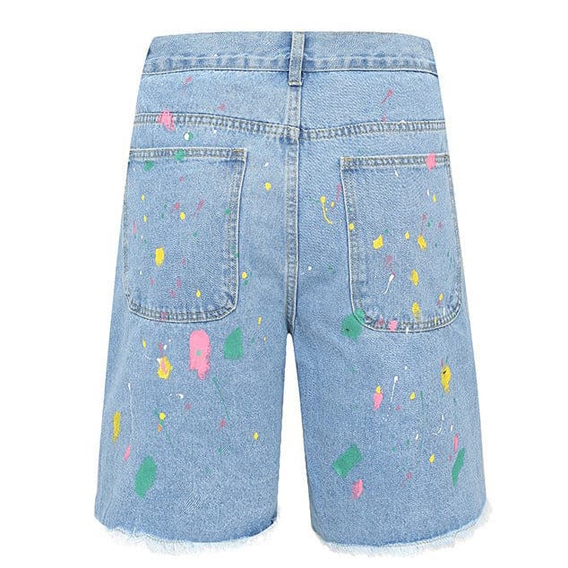 Cartoon Flower Denim Shorts - Shorts