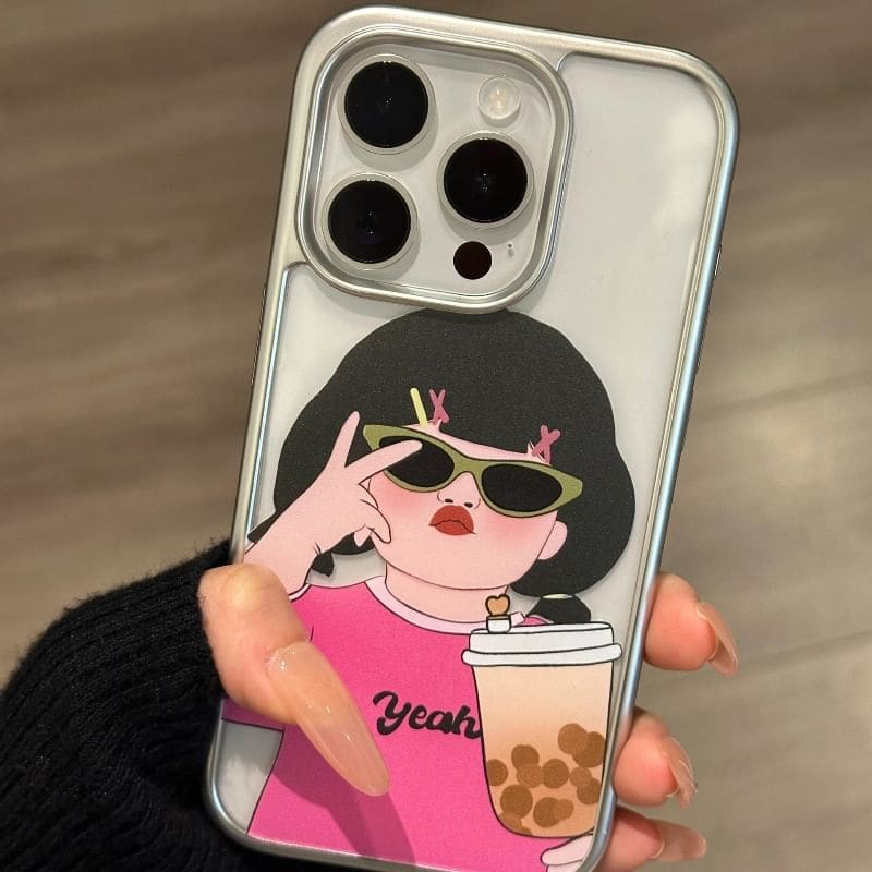 Cartoon Girl Phone Case - iPhone 15 Pro Max / 15 Pro / 15