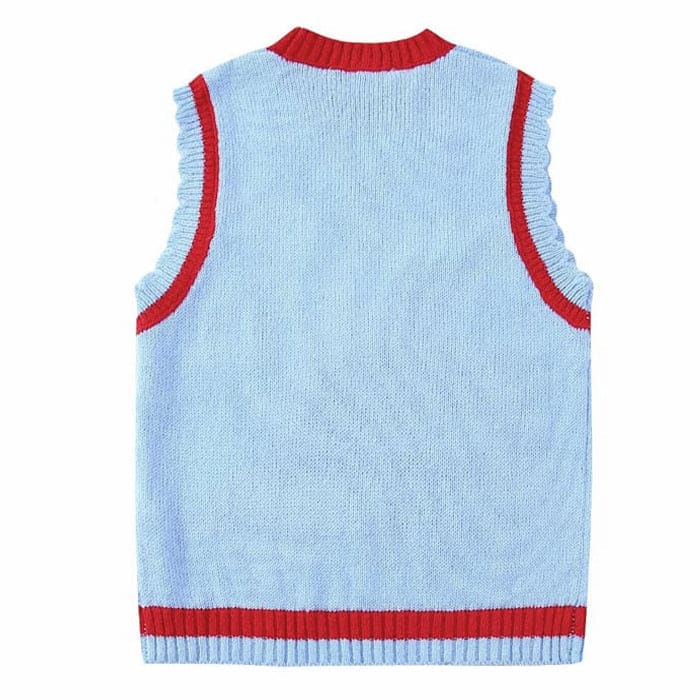 Cartoon House Knit Vest - Vest