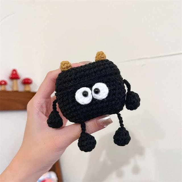 Cartoon Knit AirPods / Pro Earphone Case Skin - Black