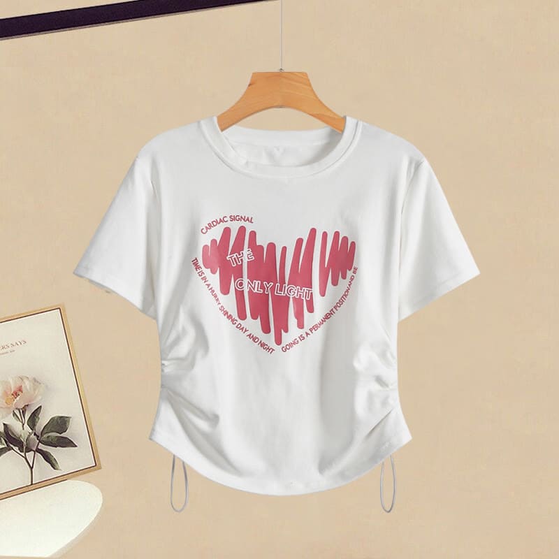 Cartoon Heart Casual T-shirt Cargo Pants