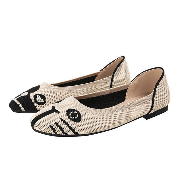 Cartoon Print Flats - Almond / 34