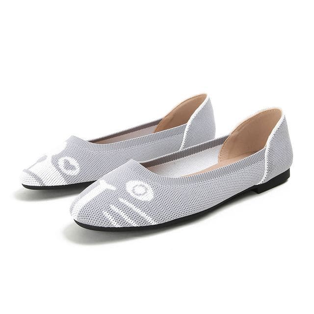 Cartoon Print Flats - Gray / 34