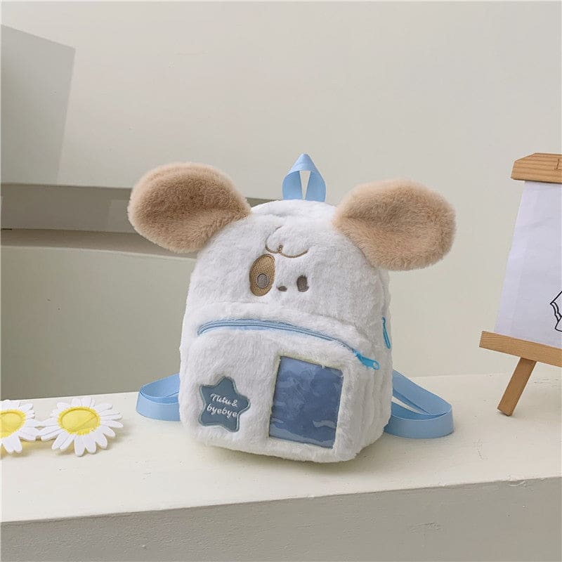 Cartoon Puppy Plush Bag Backpack - Blue puppy